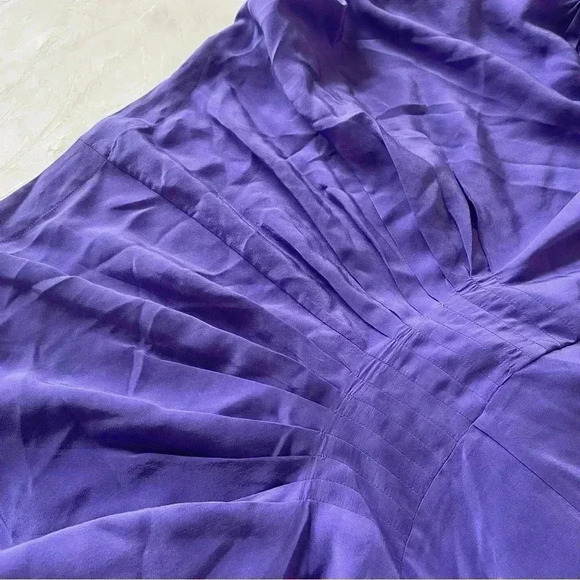 Ted Baker Purple Silk Y2K Puff Sleeves Dress Size 4 - Picture 8 of 10